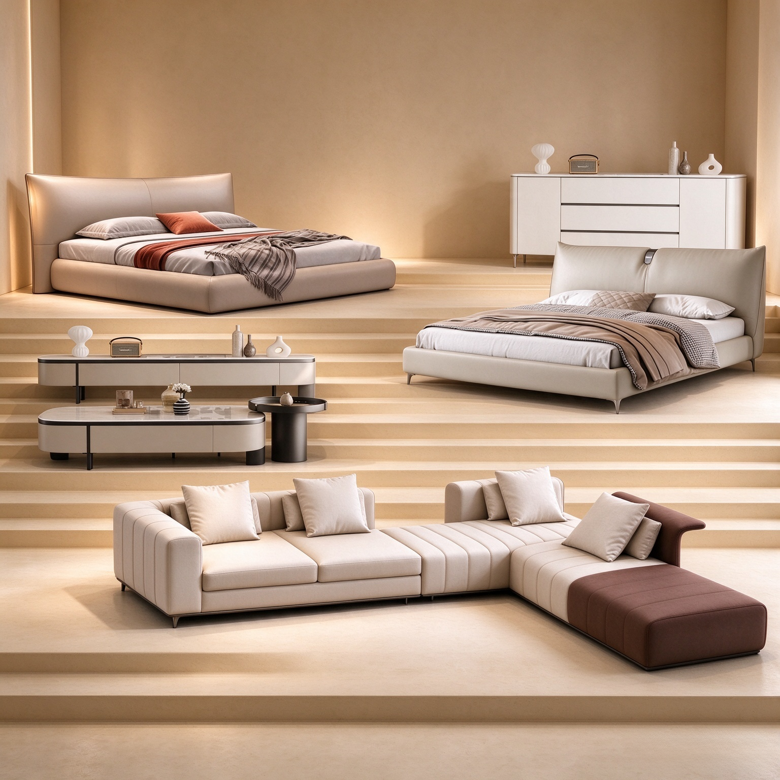 Zoe 03 — Warm Neutrals whole-home furniture styling overview